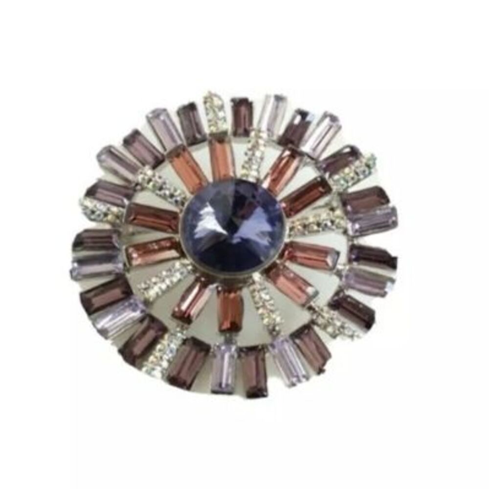 Anne Klein Purple Rhinestone Brooch - Picture 2 of 8